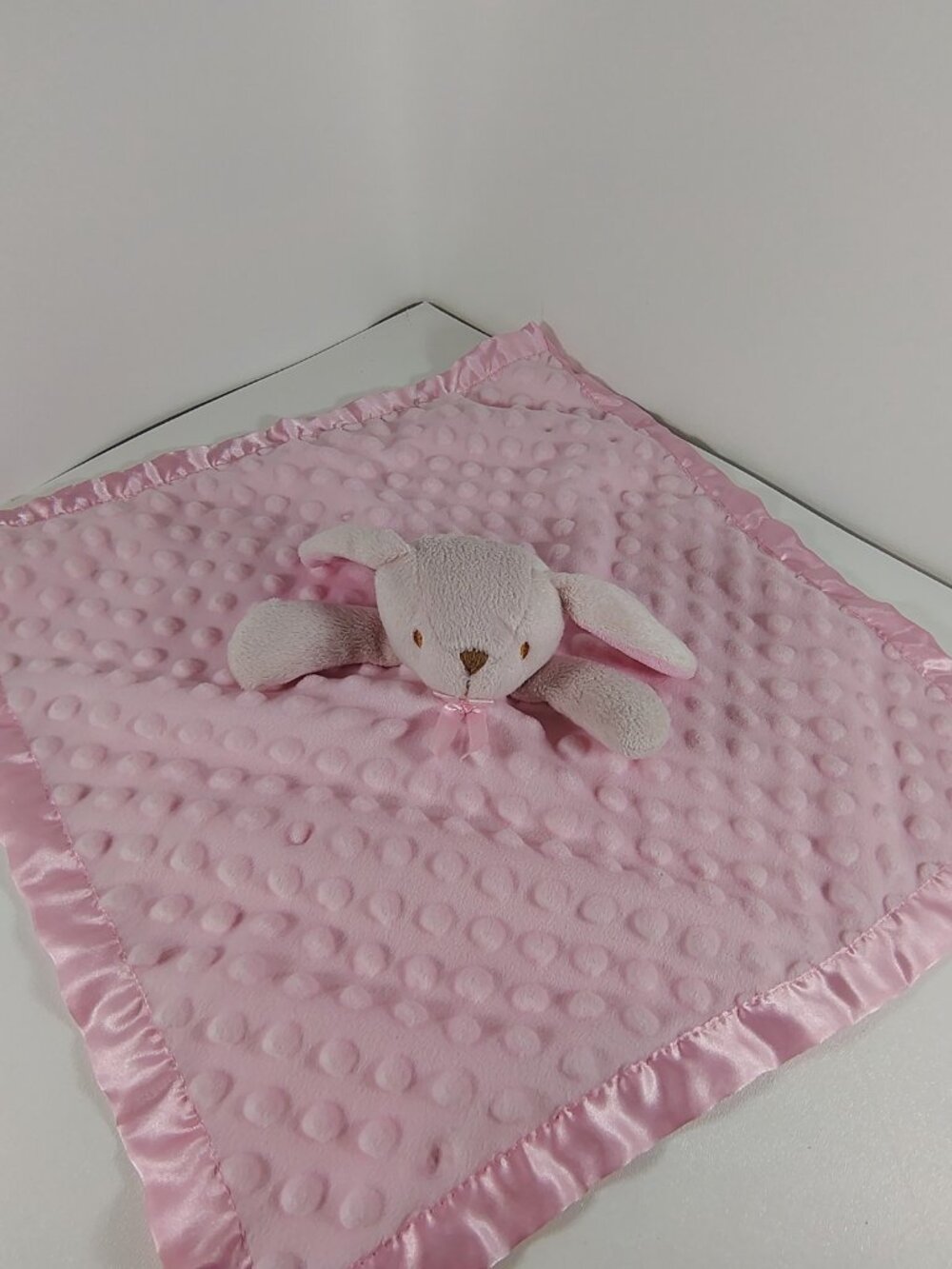 Pro Goleem Pink Bunny Rabbit Satin Minky Dot Security Blanket Lovey Plush Baby